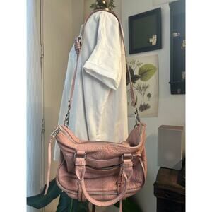 She + Lo Pink Pebbled Leather Satchel Crossbody Bag Blush Leather Purse